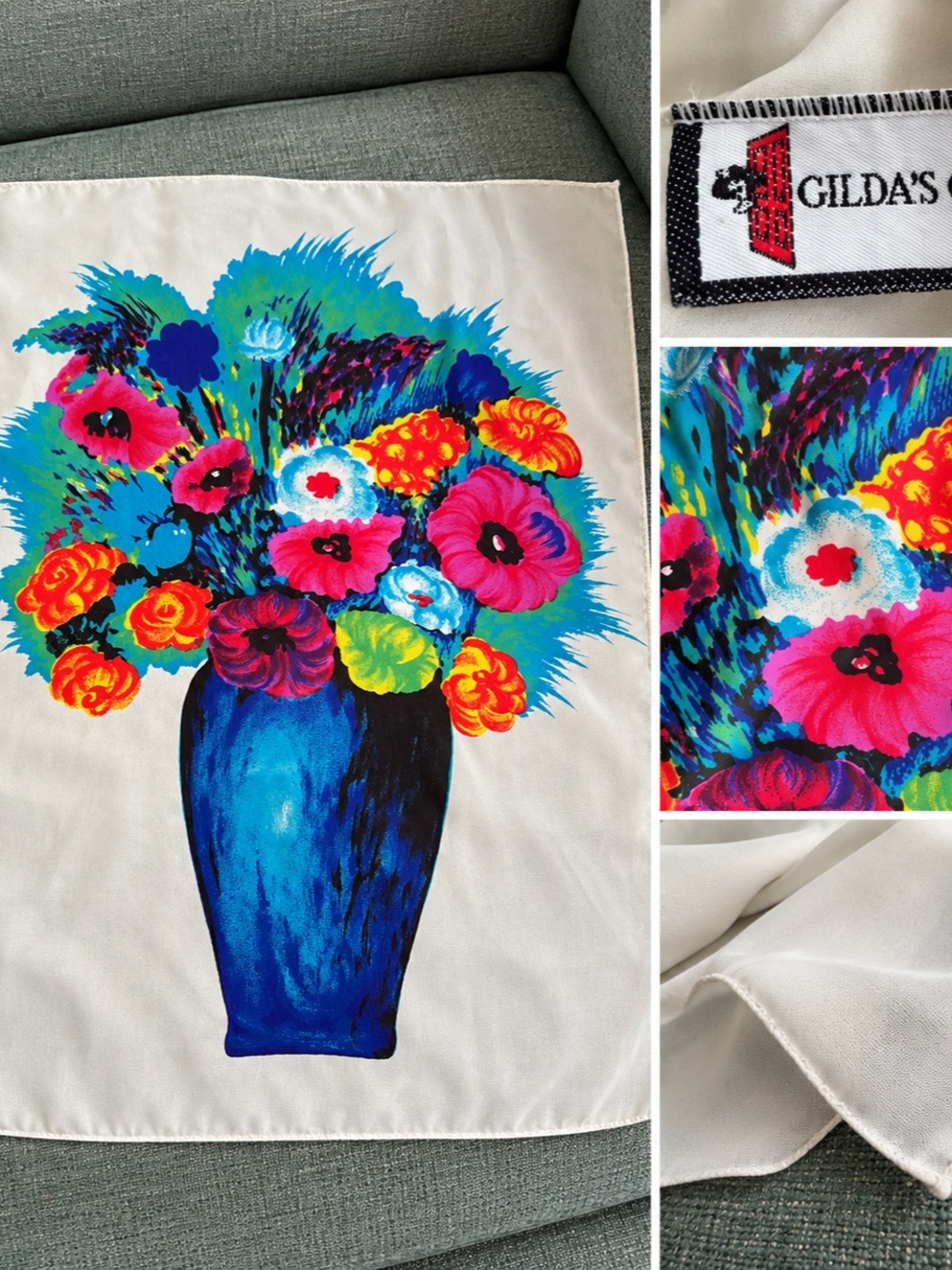 Vintage Gilda’s Club Gilda Radner Floral Scarf 22x19